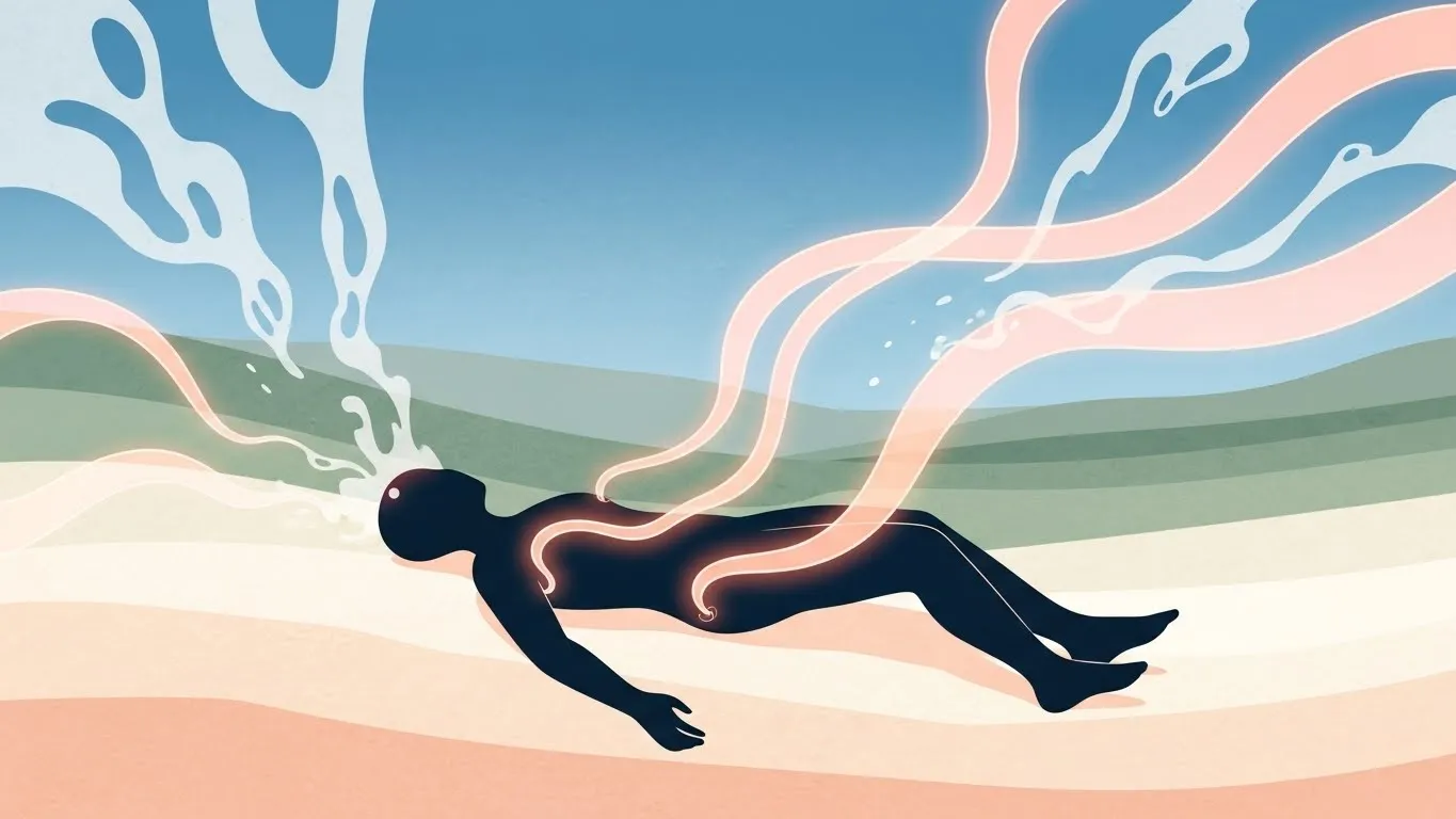 A serene, softly lit image of a person sitting comfortably with their eyes closed, indicating deep relaxation and meditation.