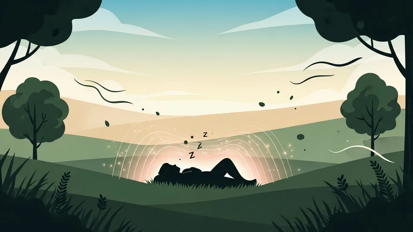 Person in comfortable sleep position with peaceful expression