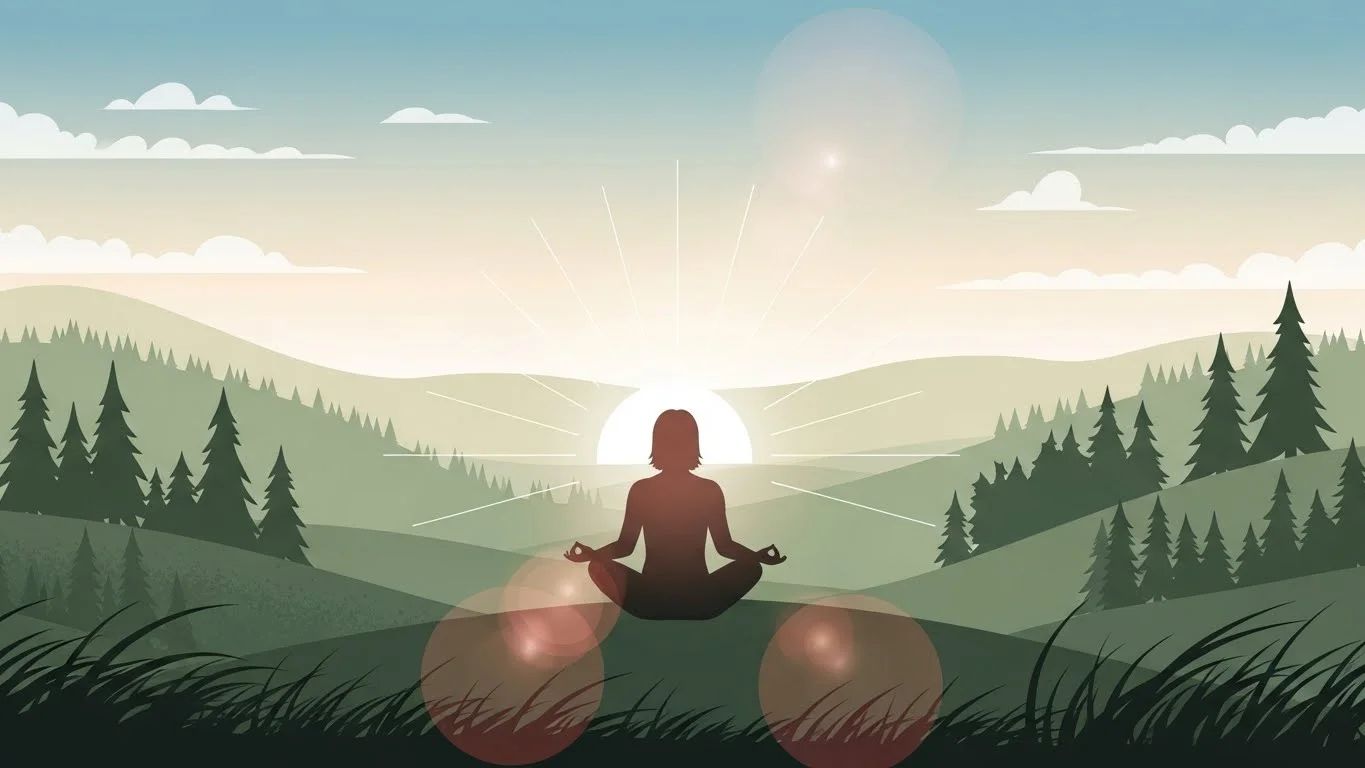 A person in comfortable clothing sitting peacefully in meditation pose